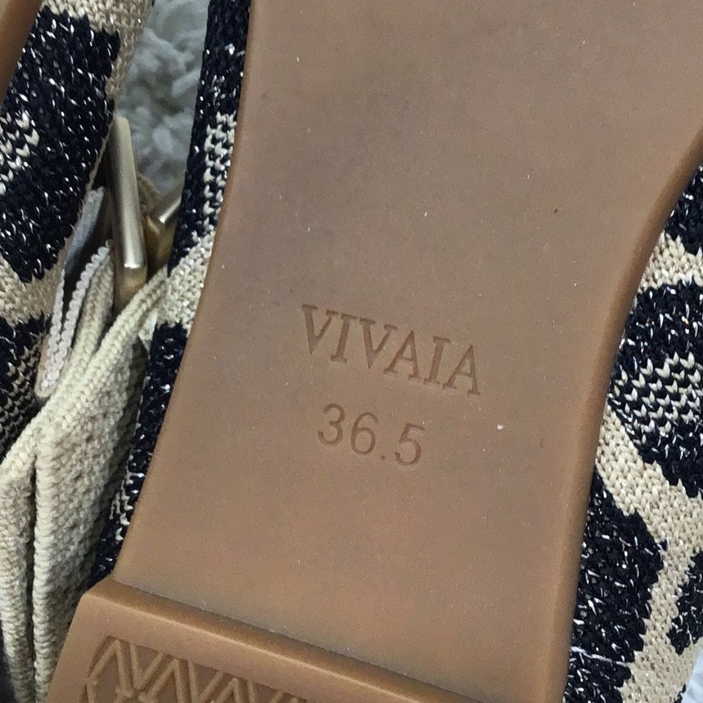 Vivaia metallic gold leopard Maria knit Mary Jane flats 36.5 - Picture 10 of 14